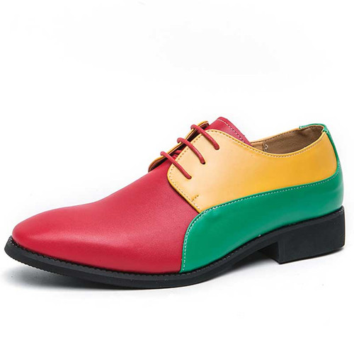 Men's red green three tone derby dress shoe 01