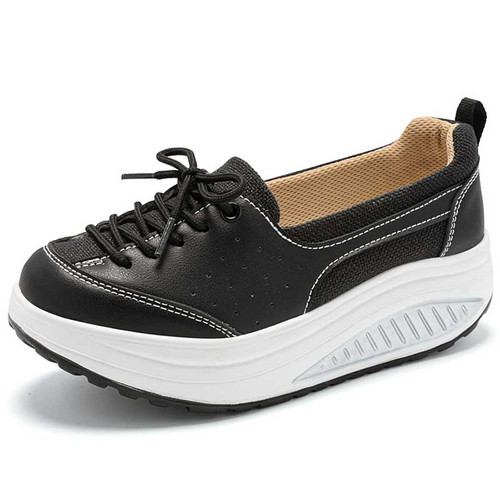 Women's black retro canvas low cut lace rocker bottom shoe sneaker 01