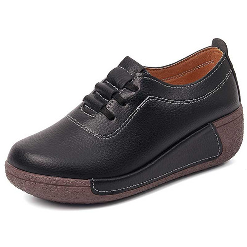 Women's black thread accents lace rocker bottom shoe sneaker 01
