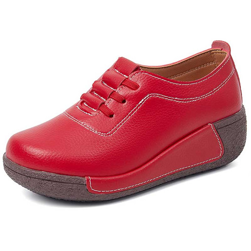 Women's red thread accents lace rocker bottom shoe sneaker 01