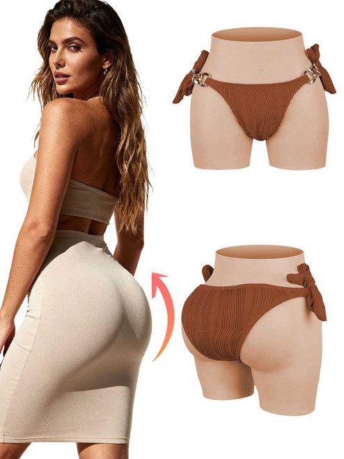 Silicone pants butt lift pads shape underwear 0.9 cm / 0.35 inch buttocks enhancers open crotch for women, crossdresser, transgender, drag queen 01