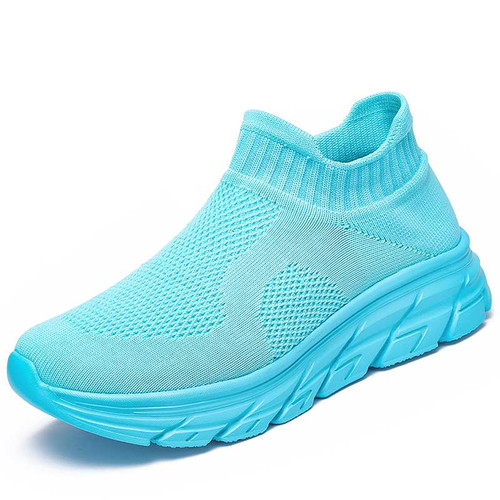 Women's skyblue flyknit plan sock like fit slip on shoe sneaker 01