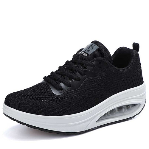 Women's black flyknit Japanese kanji hollow rocker bottom shoe sneaker 01