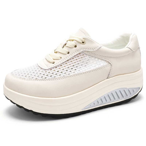 Women's beige retro hollow out lace rocker bottom shoe sneaker 01