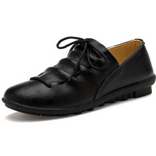 Simply retro black leather lace up shoe 01