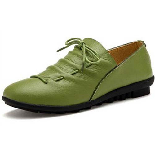 Simply retro green leather lace up shoe 01