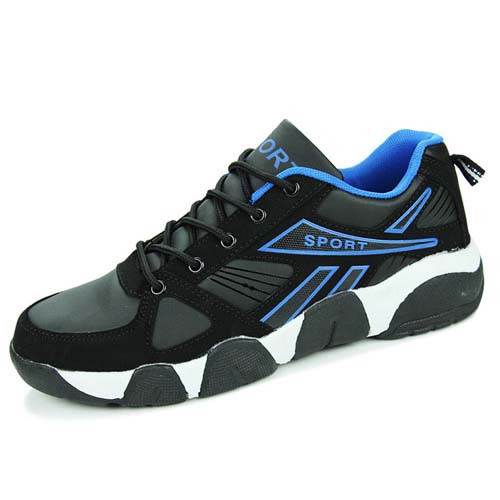 Black blue pattern print leather lace up shoe sneaker 01