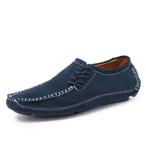 Blue urban casual suede leather slip on shoe loafer 01