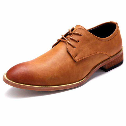 Brown Oxford leather lace up dress shoe 1214 01