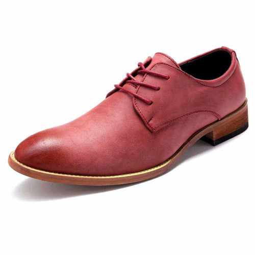 Red Oxford leather lace up dress shoe 1214 01