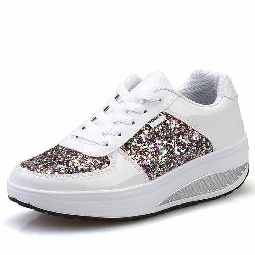 White pattern leather rocker bottom shoe sneaker 01