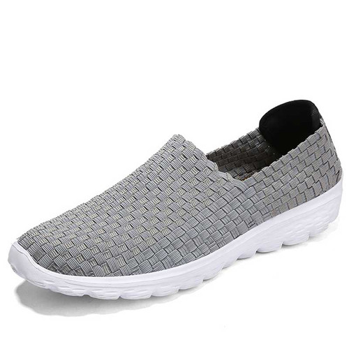 Men's grey knit pattern simple slip on shoe sneaker 01