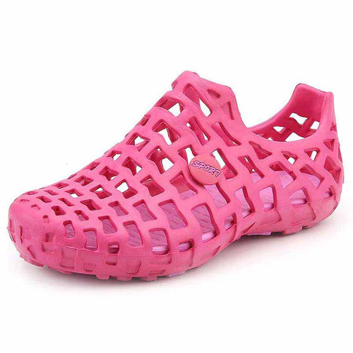 Pink plain hollow out slip on shoe sandal 1796 01