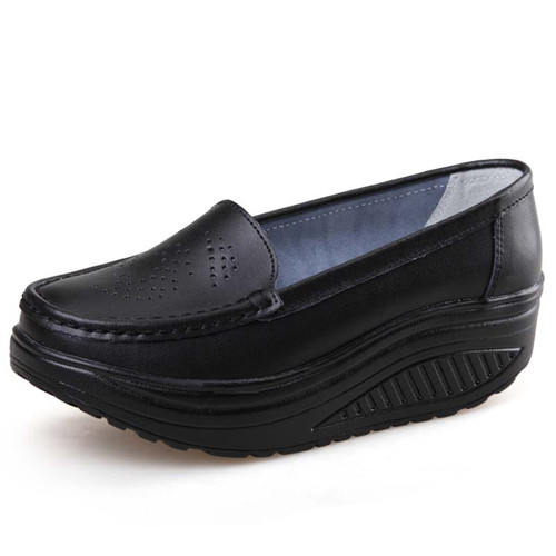 Black hollow out slip on rocker bottom shoe sneaker 01