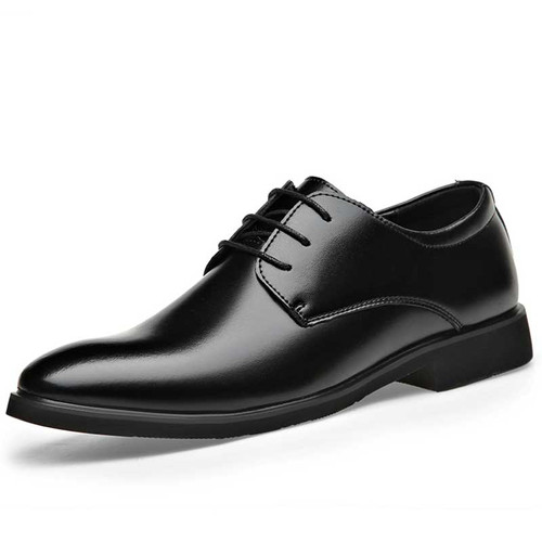 Men's black simple plain derby dress shoe 01