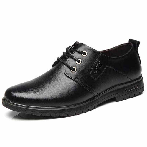 Black metal decorated leather derby dress shoe 01