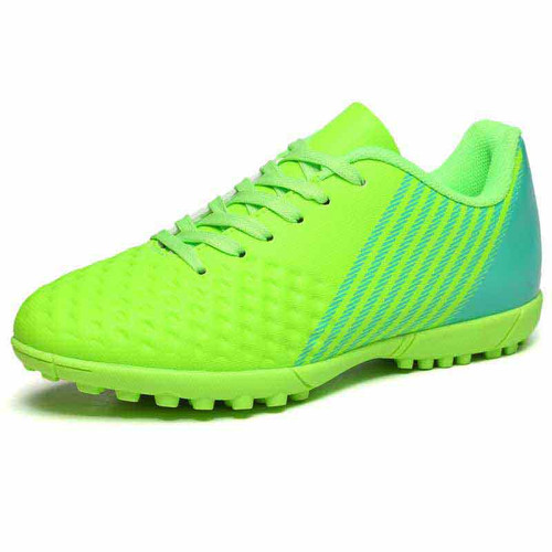 Green check stripe pattern soccer shoe