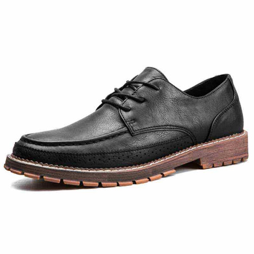 Black retro leather derby dress shoe 01