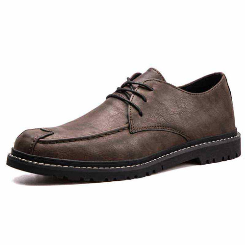 Khaki retro leather derby dress shoe 01