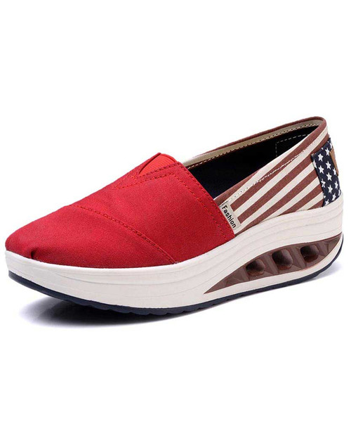 Red flag print slip on rocker bottom shoe sneaker 01