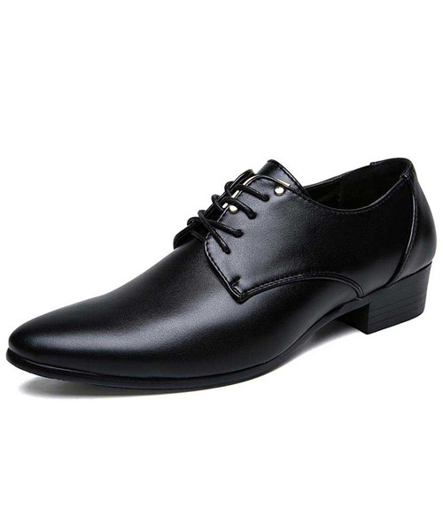 Black leather derby dress shoe metal decorated 01