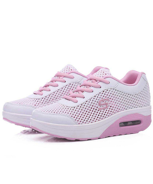 Pink white hollow cut rocker bottom shoe sneaker 01