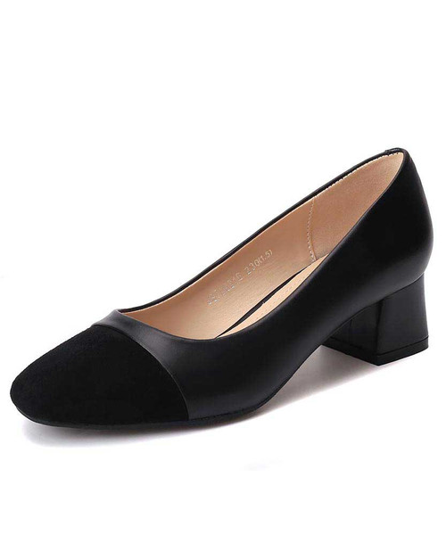 Black suede slip on dress shoe square toe 01