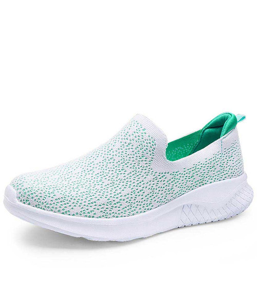 Green flyknit slip on shoe sneaker 01