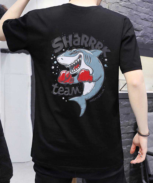 Black short sleeve t shirt boxing shark team 01