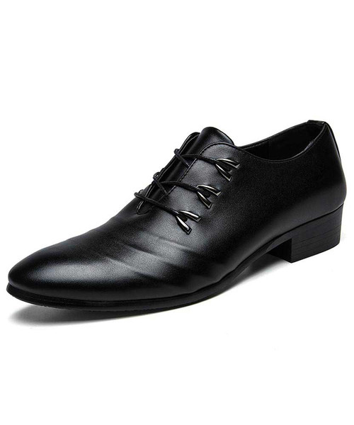 Men's black V opening oxford leather dress shoe 01