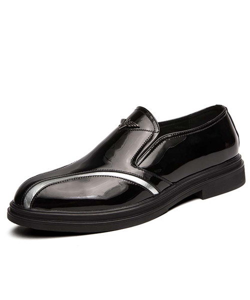 Men's white retro leather slip on dress shoe 01