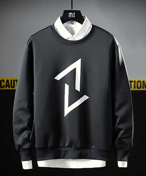 Men's black up down arrow print pull over sweatshirt