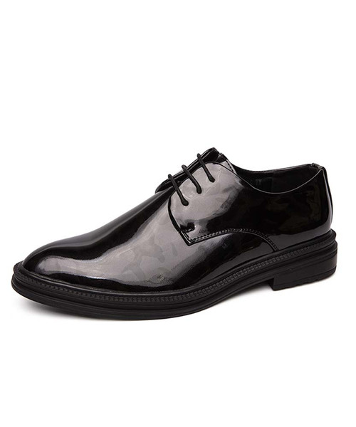 Men's black pattern leather derby dress shoe 01