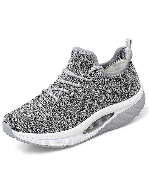 Women's grey texture pattern rocker bottom shoe sneaker 01