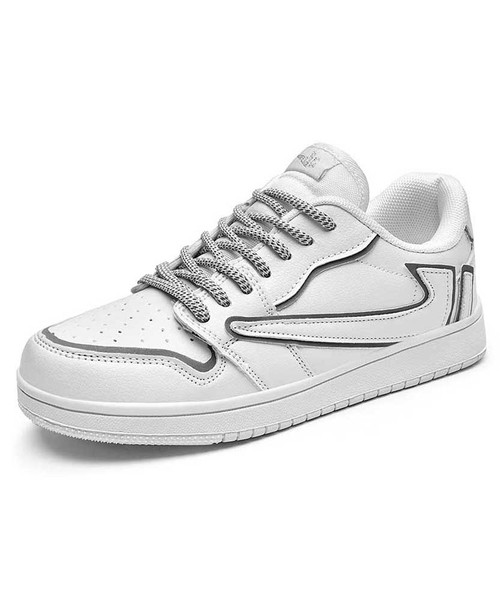 Women's white sewed effect skate shoe sneaker 01