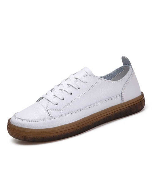 Women's white in plain split leather shoe 01