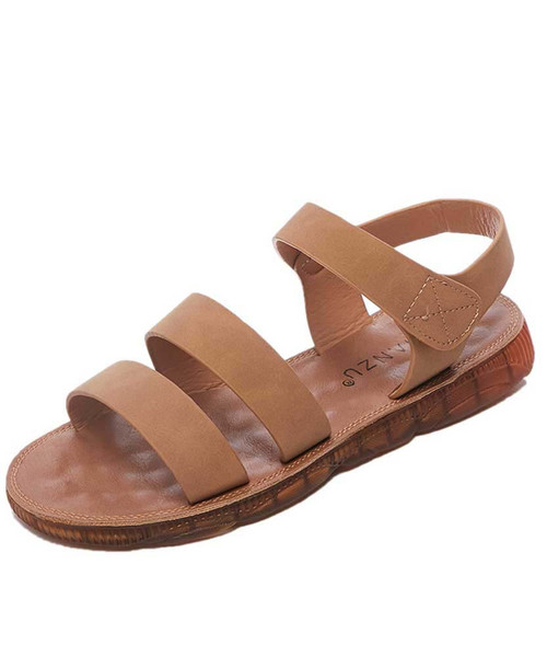 Brown velcro slip on shoe sandal 01