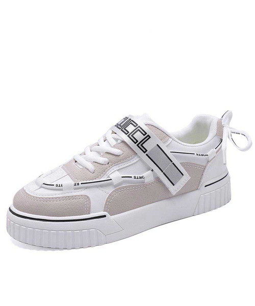 Women's grey mixed color shoe sneaker with rear lace 01