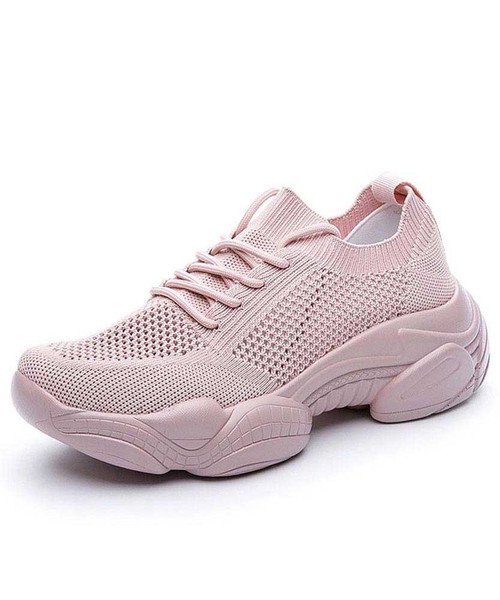 Women's pink hollow out sock like entry shoe sneaker 01