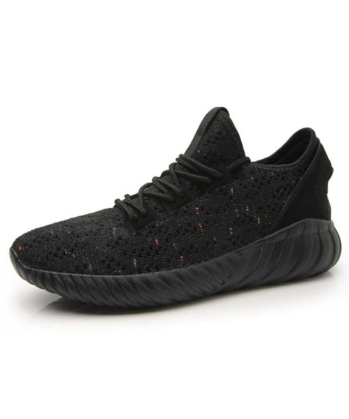 Women's black texture hollow flyknit casual shoe sneaker 01