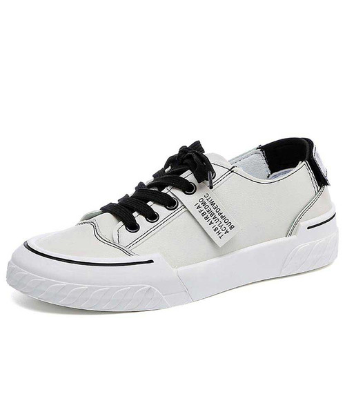 Women's white black rear label lace up shoe sneaker 01