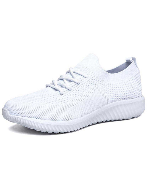 Women's white texture flyknit casual shoe sneaker 01