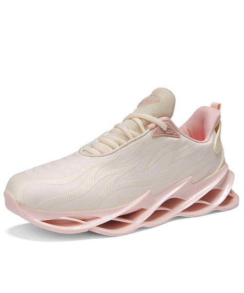 Women's pink flame stripe woven casual shoe sneaker 01