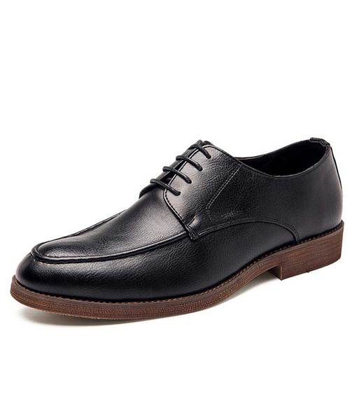 Men's black retro leather derby dress shoe 01