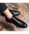 Men's black retro brogue leather derby dress shoe 03