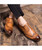 Men's brown retro brogue leather derby dress shoe 03