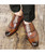 Men's brown retro brogue croc pattern oxford dress shoe 02