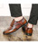 Men's brown retro brogue croc pattern oxford dress shoe 05