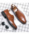 Men's brown derby dress shoe in plain 10
