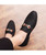 Men's black buckle stripe detail pattern slip on dress shoe 09